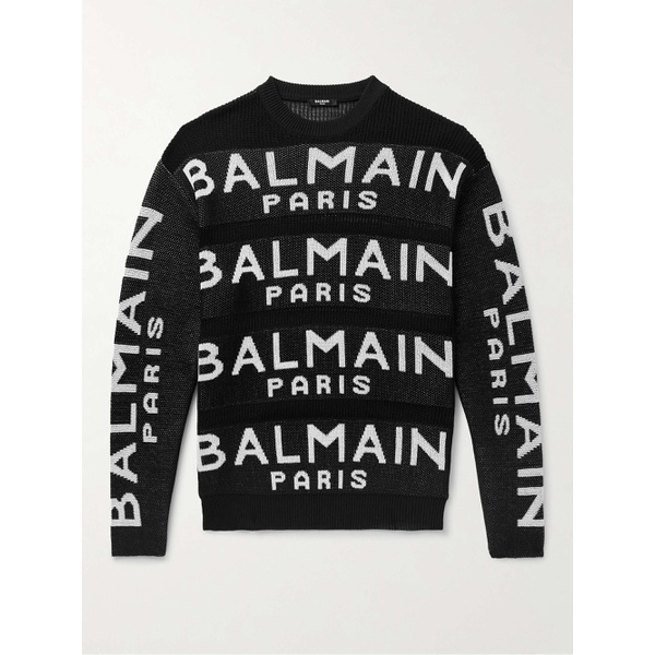 발망 발망 BALMAIN Logo-Intarsia Cotton-Blend Sweater 1647597293284458