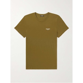 발망 BALMAIN Logo-Flocked Cotton-Jersey T-Shirt 1647597293284678