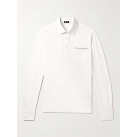 ZEGNA Leather-Trimmed Cotton-Pique Polo-Shirt 1647597293332818
