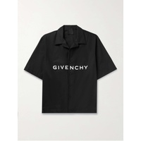 지방시 GIVENCHY Camp-Collar Logo-Print Cotton-Poplin Shirt 1647597293483334