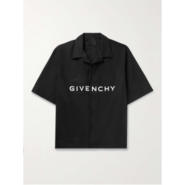 지방시 GIVENCHY Camp-Collar Logo-Print Cotton-Poplin Shirt 1647597293483334