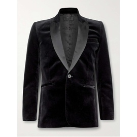 NILI LOTAN Orbison Slim-Fit Silk Satin-Trimmed Cotton-Blend Velvet Suit Jacket 1647597293953102
