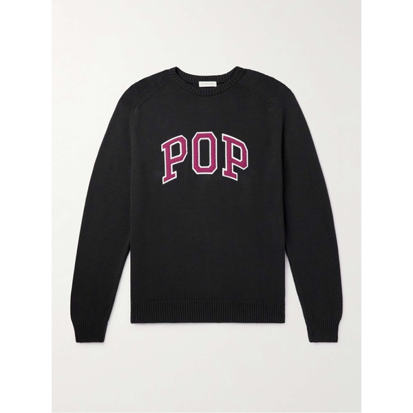  POP TRADING COMPANY Arch Logo-Appliqued Cotton Sweater 1647597295056388