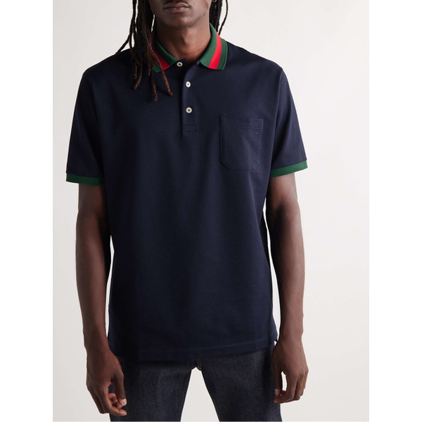 구찌 구찌 GUCCI Logo-Embroidered Stretch-Cotton Pique Polo Shirt 1647597301130875
