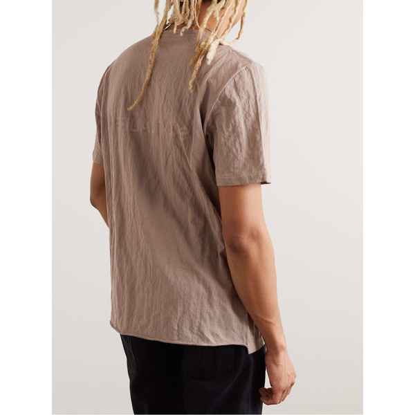 생로랑 생로랑 SAINT LAURENT Logo-Print Crinkled Cotton-Blend Jersey T-Shirt 1647597302040379