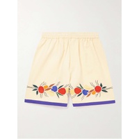 보디 BODE Wide-Leg Embroidered Linen and Cotton-Blend Shorts 1647597302331120