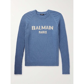 발망 BALMAIN Logo-Jacquard Cotton-Blend Sweater 1647597303915542