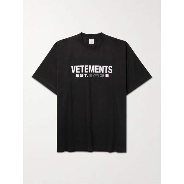  베트멍 VETEMENTS Oversized Logo-Print Cotton-Jersey T-Shirt 1647597306308052