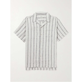 OLIVER SPENCER Havana Camp-Collar Striped Linen Shirt 1647597307683185