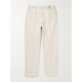 INCOTEX Straight-Leg Belted Cotton and Linen-Blend Trousers 1647597307707719