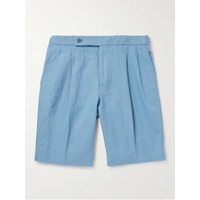 INCOTEX Straight-Leg Pleated Linen Bermuda Shorts 1647597307708154