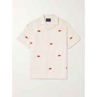 PORTUGUESE FLANNEL Crab Convertible-Collar Embroidered Linen and Cotton-Blend Shirt 1647597308267865