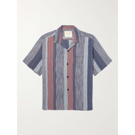 KARDO Camp-Collar Embroidered Striped Cotton Shirt 1647597308646742