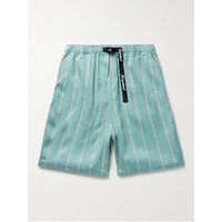 KAPITAL Phillies Straight-Leg Striped Belted Linen and Cotton-Blend Shorts 1647597309323320