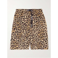KAPITAL Wide-Leg Belted Leopard-Print Cotton-Gabardine Shorts 1647597309323323