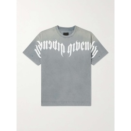 지방시 GIVENCHY Distressed Logo-Print Cotton-Jersey T-Shirt 1647597309942979