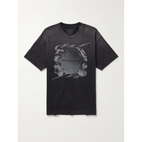 지방시 GIVENCHY Ring Oversized Distressed Logo-Print Cotton-Jersey T-Shirt 1647597309942985