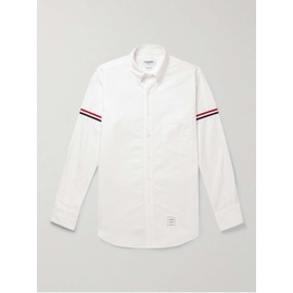 톰브라운 THOM BROWNE Button-Down Collar Striped Grosgrain-Trimmed Cotton-Poplin Shirt 1647597309955673