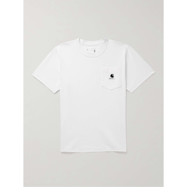 칼하트 사카이 SACAI + Carhartt WIP Logo-Appliqued Canvas-Trimmed Cotton-Jersey T-Shirt 1647597310201865