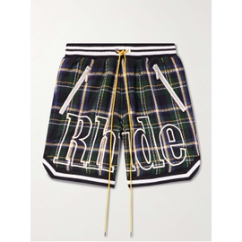 루드 RHUDE Logo-Embroidered Checked Cotton-Flannel Drawstring Shorts 1647597311081170
