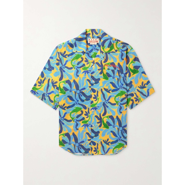 마르니 마르니 MARNI + No Vacancy Inn Convertible-Collar Printed Linen-Blend Shirt 1647597311277802