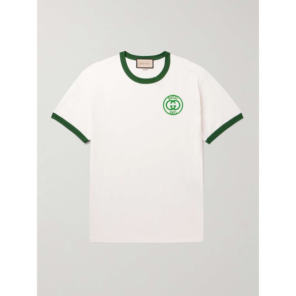 구찌 구찌 GUCCI Logo-Embroidered Cotton-Jersey T-Shirt 1647597311498443