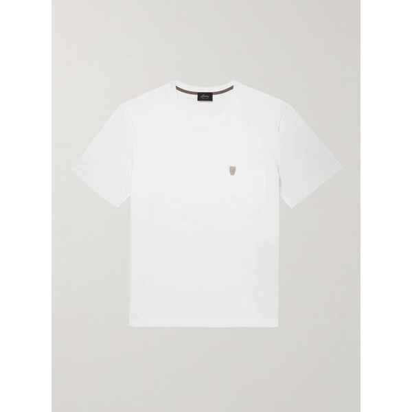  브리오니 BRIONI Logo-Embossed Leather-Trimmed Cotton-Jersey T-Shirt 1647597314011898