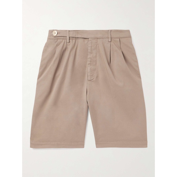  브루넬로 쿠치넬리 BRUNELLO CUCINELLI Straight-Leg Pleated Cotton-Blend Twill Bermuda Shorts 1647597314091293
