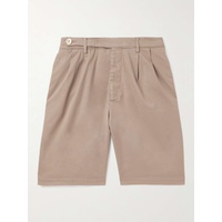브루넬로 쿠치넬리 BRUNELLO CUCINELLI Straight-Leg Pleated Cotton-Blend Twill Bermuda Shorts 1647597314091293