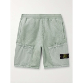 스톤아일랜드 STONE ISLAND Straight-Leg Logo-Appliqued Twill-Trimmed Cotton-Blend Jersey Shorts 1647597314389609