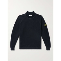 스톤아일랜드 STONE ISLAND Wool-Trimmed Logo-Appliqued Cotton-Blend Fleece Sweatshirt 1647597314389740