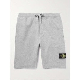 스톤아일랜드 STONE ISLAND Straight-Leg Logo-Appliqued Garment-Dyed Cotton-Jersey Shorts 1647597314389870