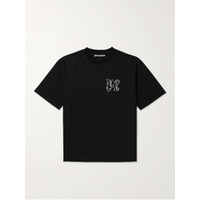 팜엔젤스 PALM ANGELS Logo-Embroidered Cotton-Jersey T-Shirt 1647597314800623