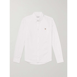 MAISON KITSUNEE Button-Down Collar Logo-Embroidered Cotton-Poplin Shirt 1647597314834184