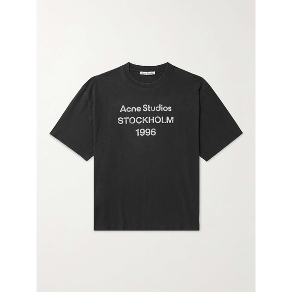 아크네스튜디오 아크네 스튜디오 ACNE STUDIOS Exford Distressed Logo-Print Cotton-Jersey T-Shirt 1647597314851977