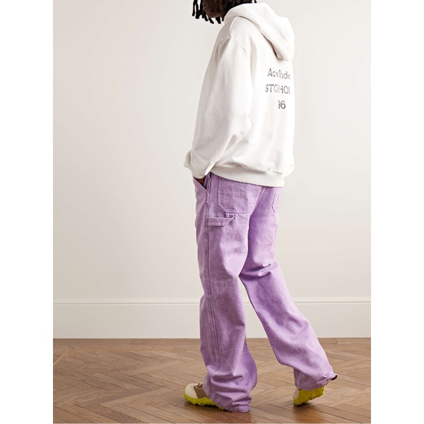 아크네스튜디오 아크네 스튜디오 ACNE STUDIOS Franziska Garment-Dyed Distressed Logo-Print Cotton-Blend Jersey Hoodie 1647597314852012