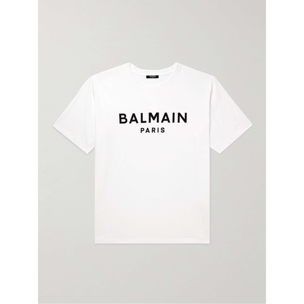 발망 발망 BALMAIN Logo-Print Cotton-Jersey T-Shirt 1647597315121816