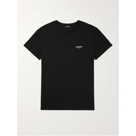 발망 BALMAIN Logo-Flocked Cotton-Jersey T-Shirt 1647597315121817