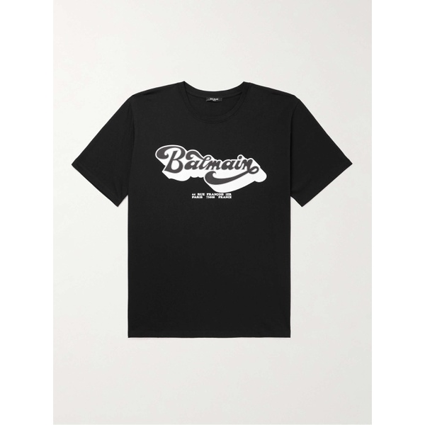 발망 발망 BALMAIN 70s Logo-Print Cotton-Jersey T-Shirt 1647597315121818