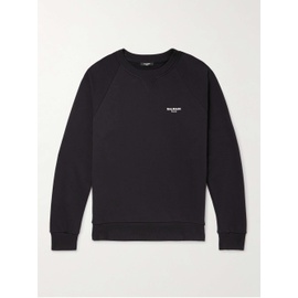 발망 BALMAIN Logo-Flocked Cotton-Jersey Sweatshirt 1647597315121819