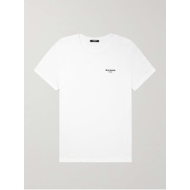 발망 BALMAIN Logo-Flocked Cotton-Jersey T-Shirt 1647597315121822