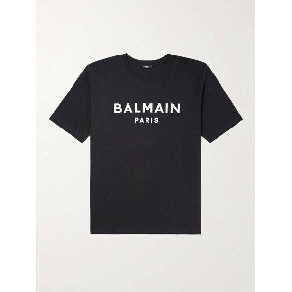 발망 발망 BALMAIN Logo-Print Cotton-Jersey T-Shirt 1647597315121826