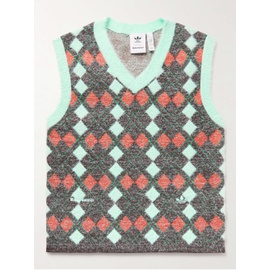 ADIDAS CONSORTIUM + 웨일즈 보너 Wales Bonner Argyle Brushed Recycled Jacquard-Knit Sweater Vest 1647597315300427