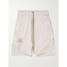 릭 오웬스 RICK OWENS + Champion Beveled Pods Straight-Leg Embroidered Organic Cotton-Jersey Shorts 1647597315389847