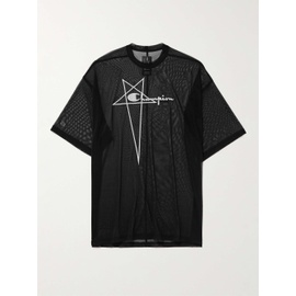 릭 오웬스 RICK OWENS + Champion Tommy Oversized Embroidered Recycled-Mesh T-Shirt 1647597315389850