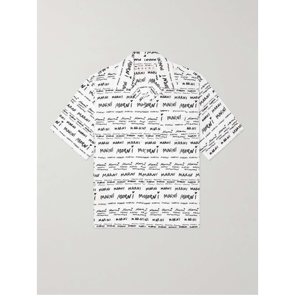마르니 마르니 MARNI Convertible-Collar Logo-Print Cotton-Poplin Shirt 1647597315428944