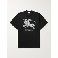 버버리 BURBERRY Logo-Embroidered Cotton-Jersey T-Shirt 1647597315520508