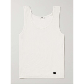 CELINE HOMME Logo-Embroidered Ribbed Silk and Cotton-Blend Tank Top 1647597315565657
