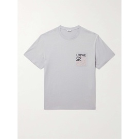 로에베 LOEWE Logo-Embroidered Cotton-Jersey T-Shirt 1647597315676021