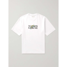 MAISON KITSUNEE Embroidered Logo-Print Cotton-Jersey T-Shirt 1647597315734747